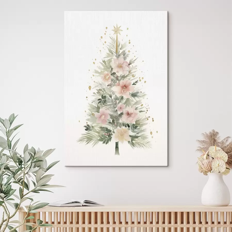 murales de pared Acuarela árbol de navidad, pino, floral s41360
