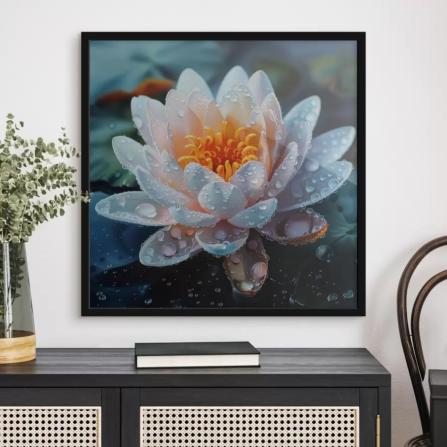 murales de pared Flor de loto con gotas de rocío f41433