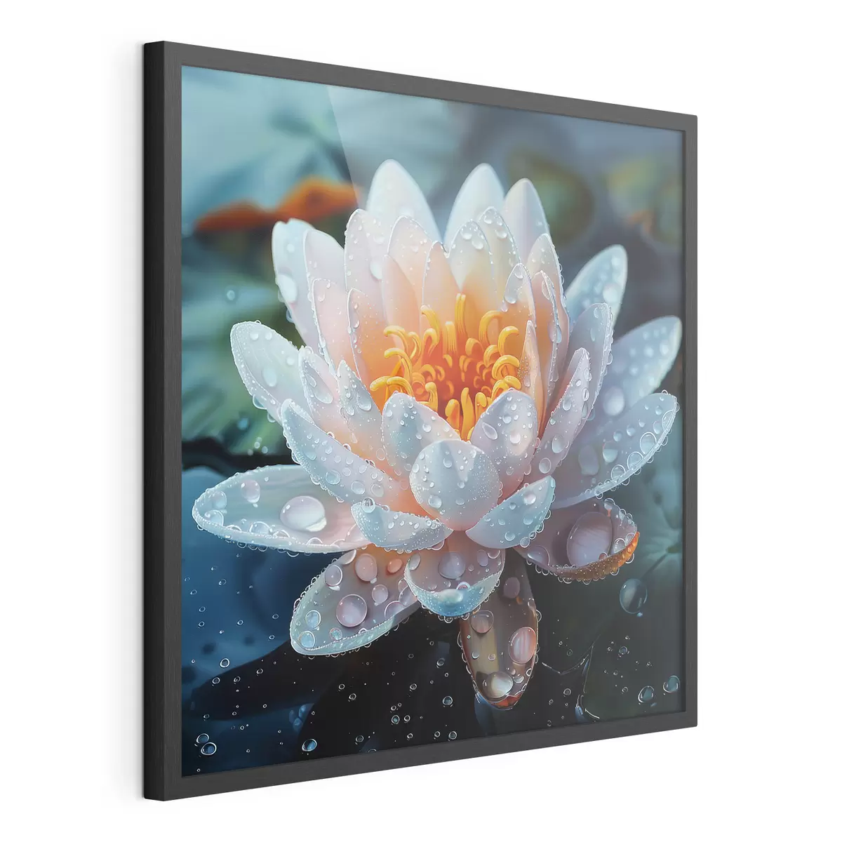 Poster Flor de loto con gotas de rocío f41433
