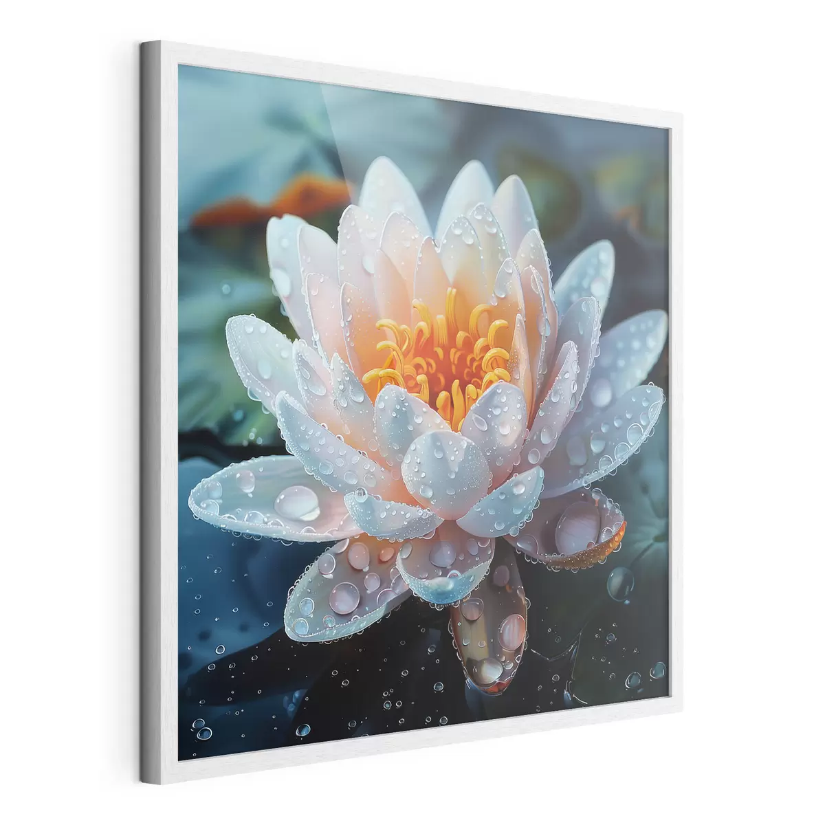 Poster Flor de loto con gotas de rocío f41433