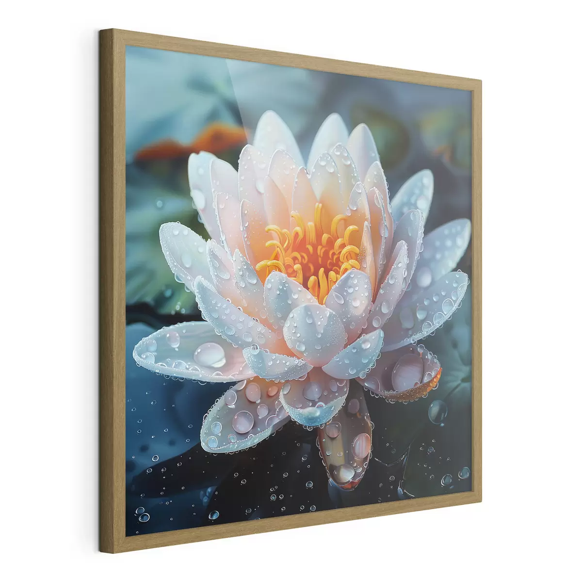 Poster Flor de loto con gotas de rocío f41433