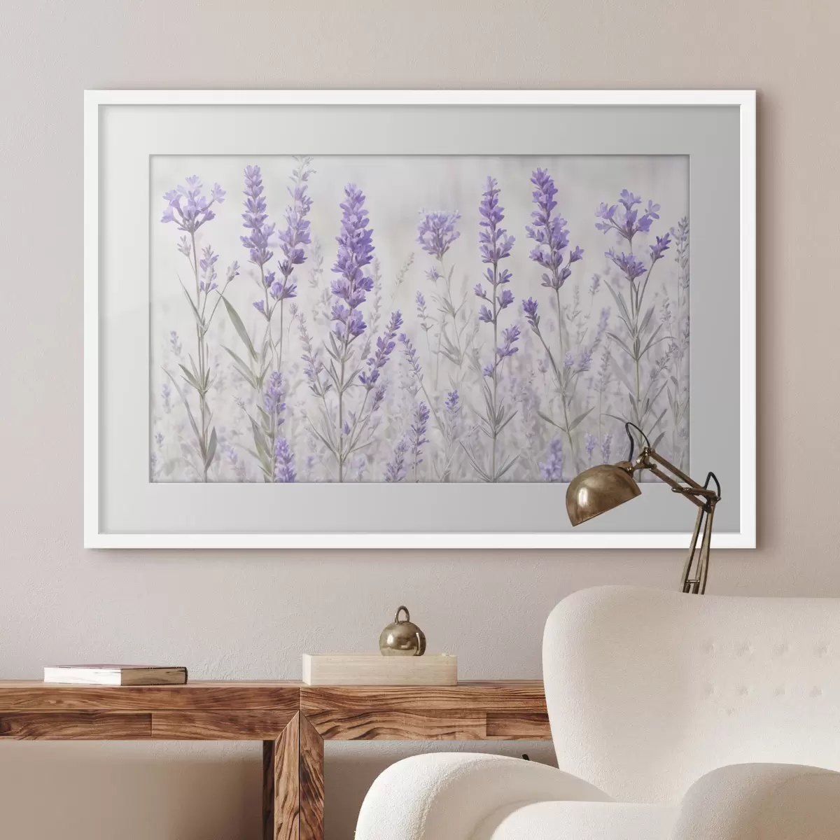 Poster Un campo de flores púrpura lavanda sobre un fondo de textura borrosa f41265