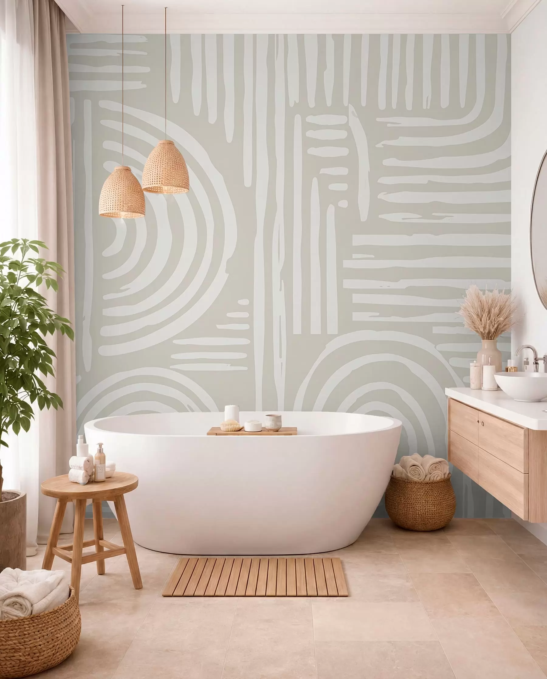 murales de pared Diseño boho en colores suaves w01919