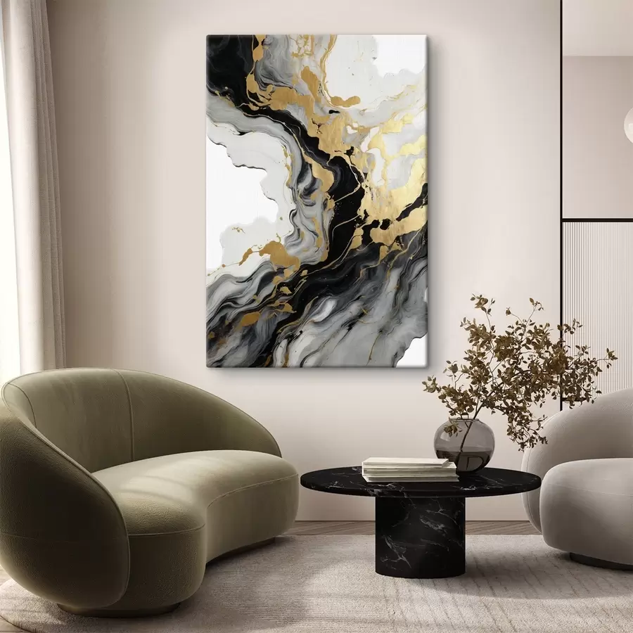 murales de pared Pintura abstracta en acuarela con pinturas negra y amarilla s41290