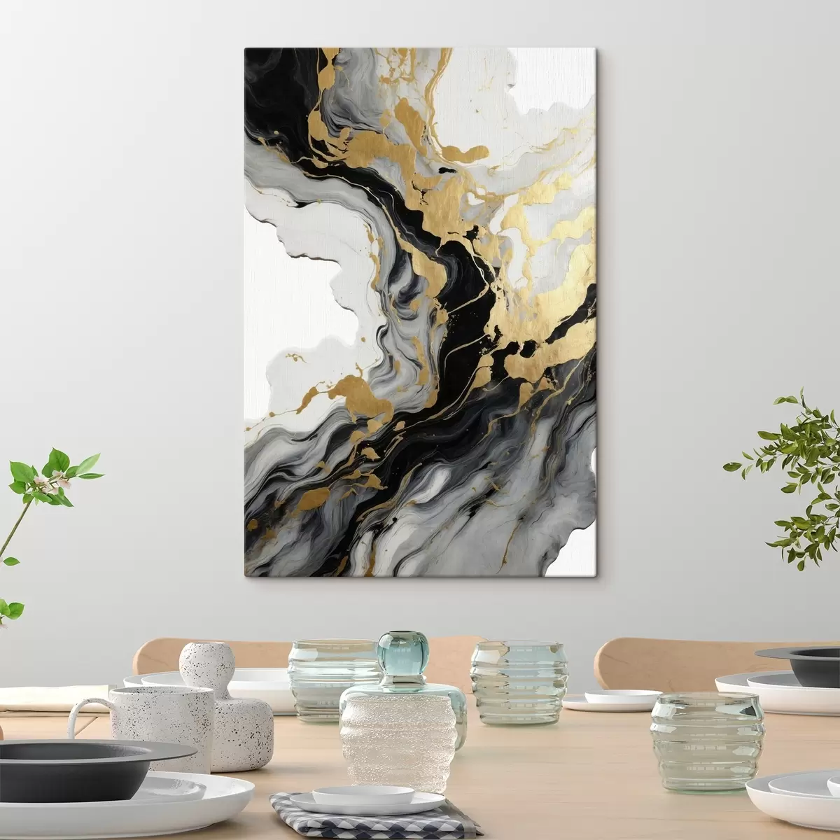 murales de pared Pintura abstracta en acuarela con pinturas negra y amarilla s41290