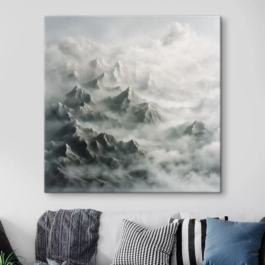 murales de pared Montañas nevadas con niebla s41301