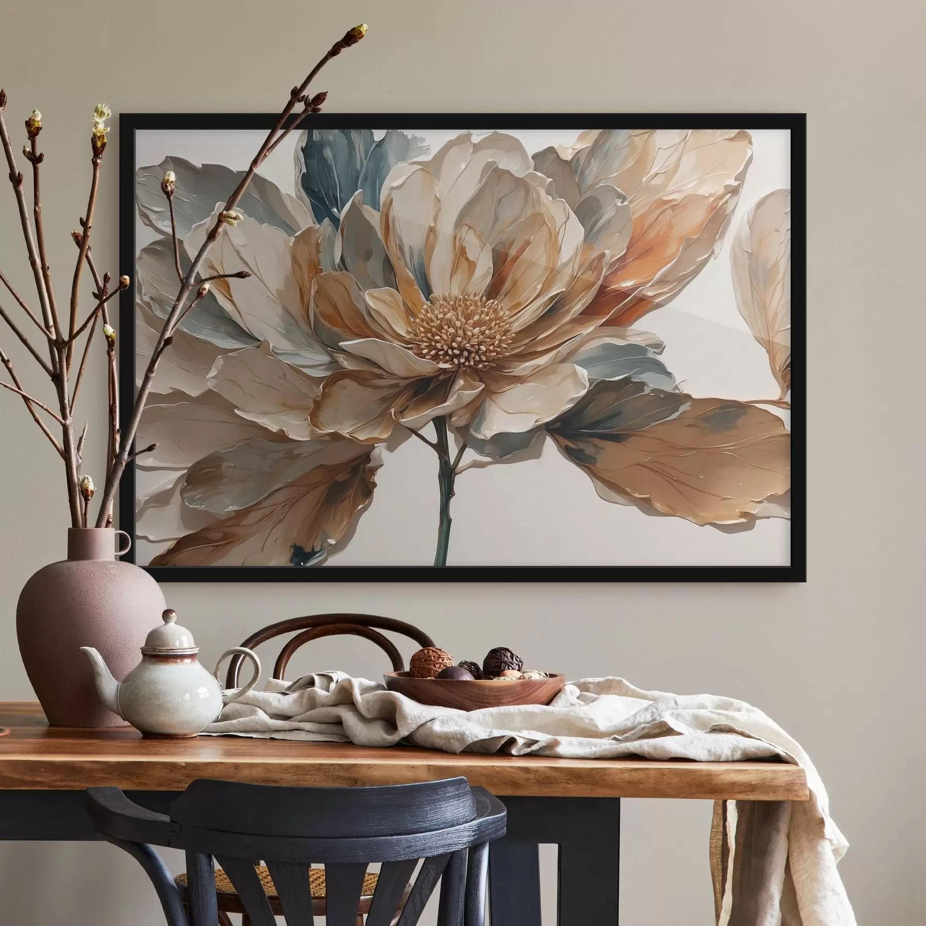 murales de pared Flor acrílica sobre fondo blanco f41293