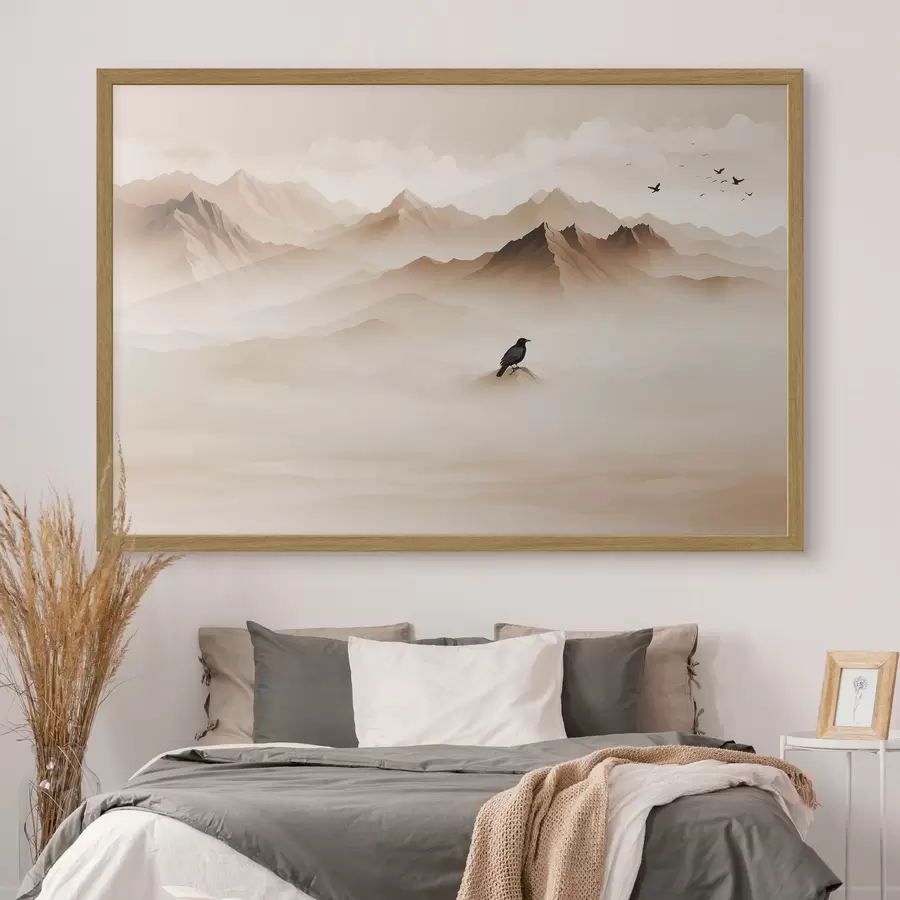 murales de pared Montañas con niebla en gráficos vectoriales f41295