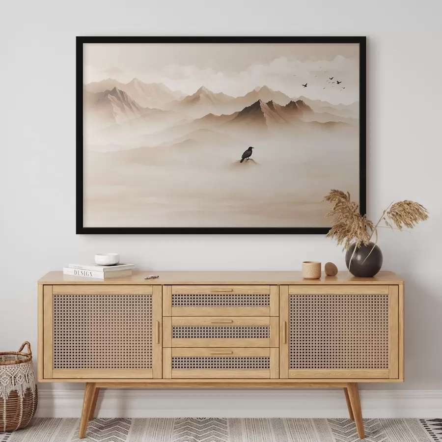 murales de pared Montañas con niebla en gráficos vectoriales f41295