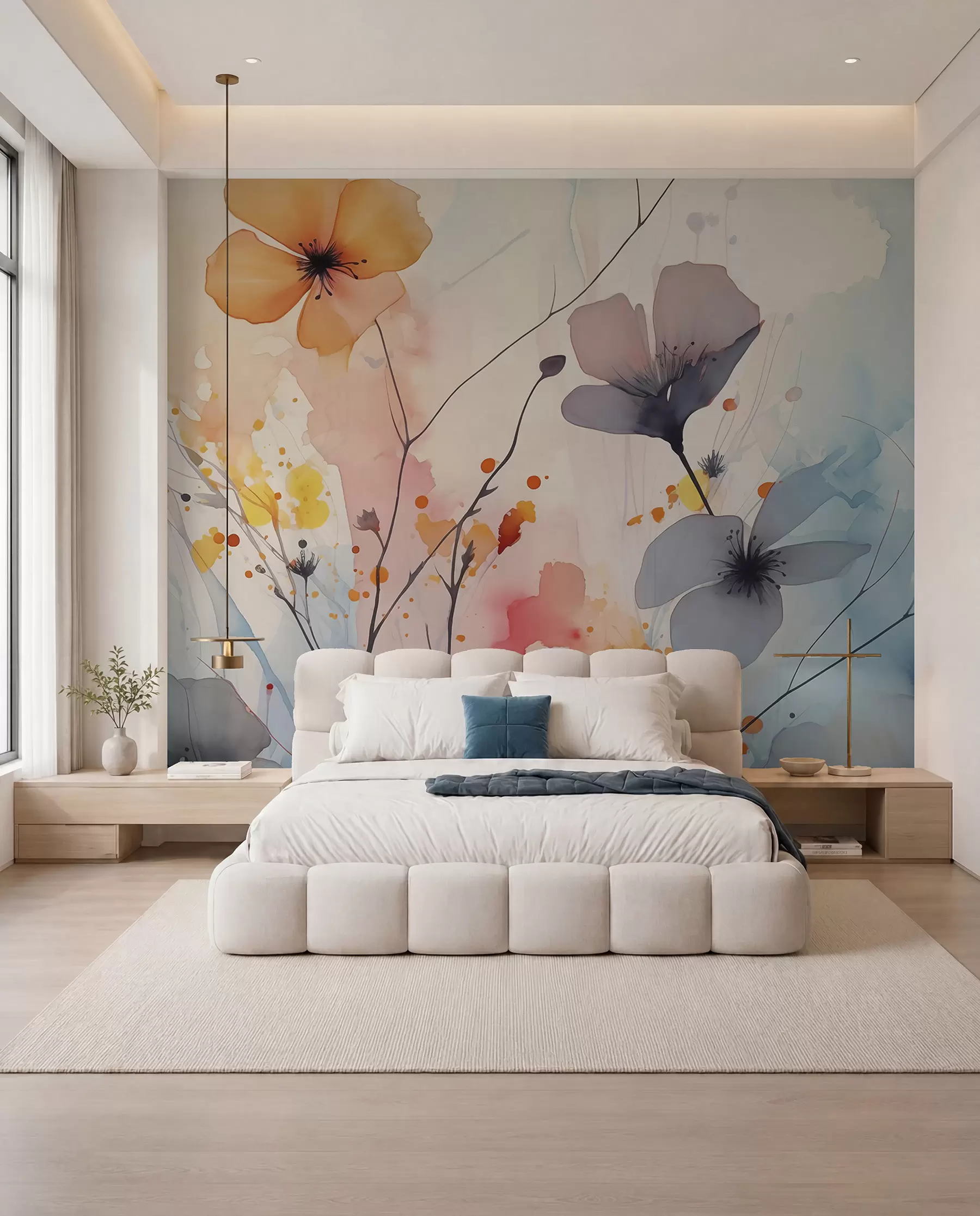 murales de pared Flores silvestres en ámbar w02049
