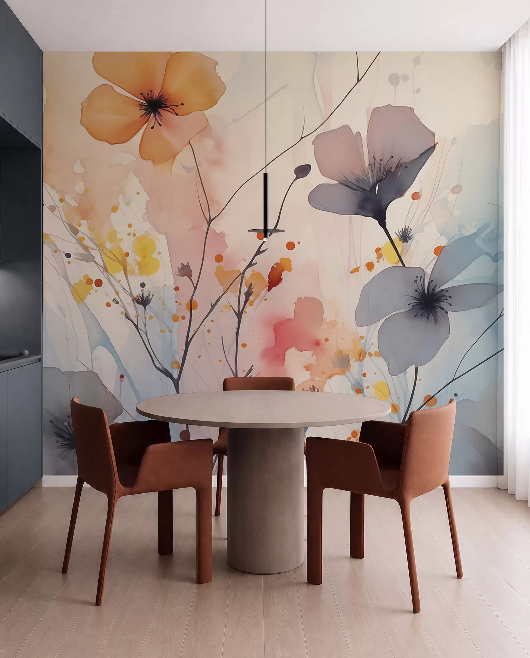 murales de pared Flores silvestres en ámbar w02049