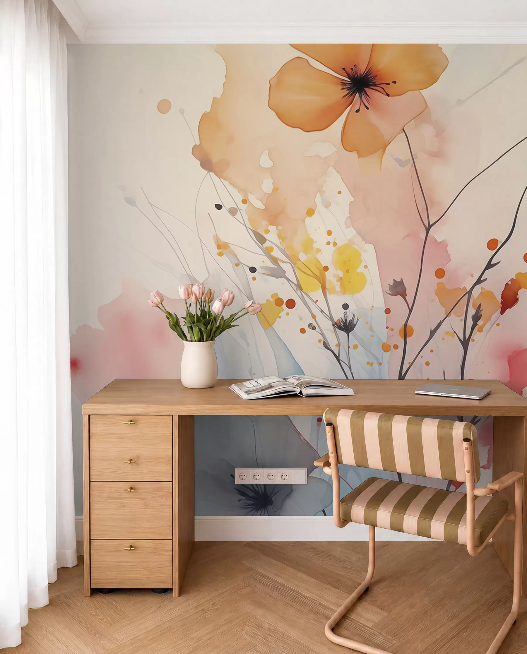 murales de pared Flores silvestres en ámbar w02049