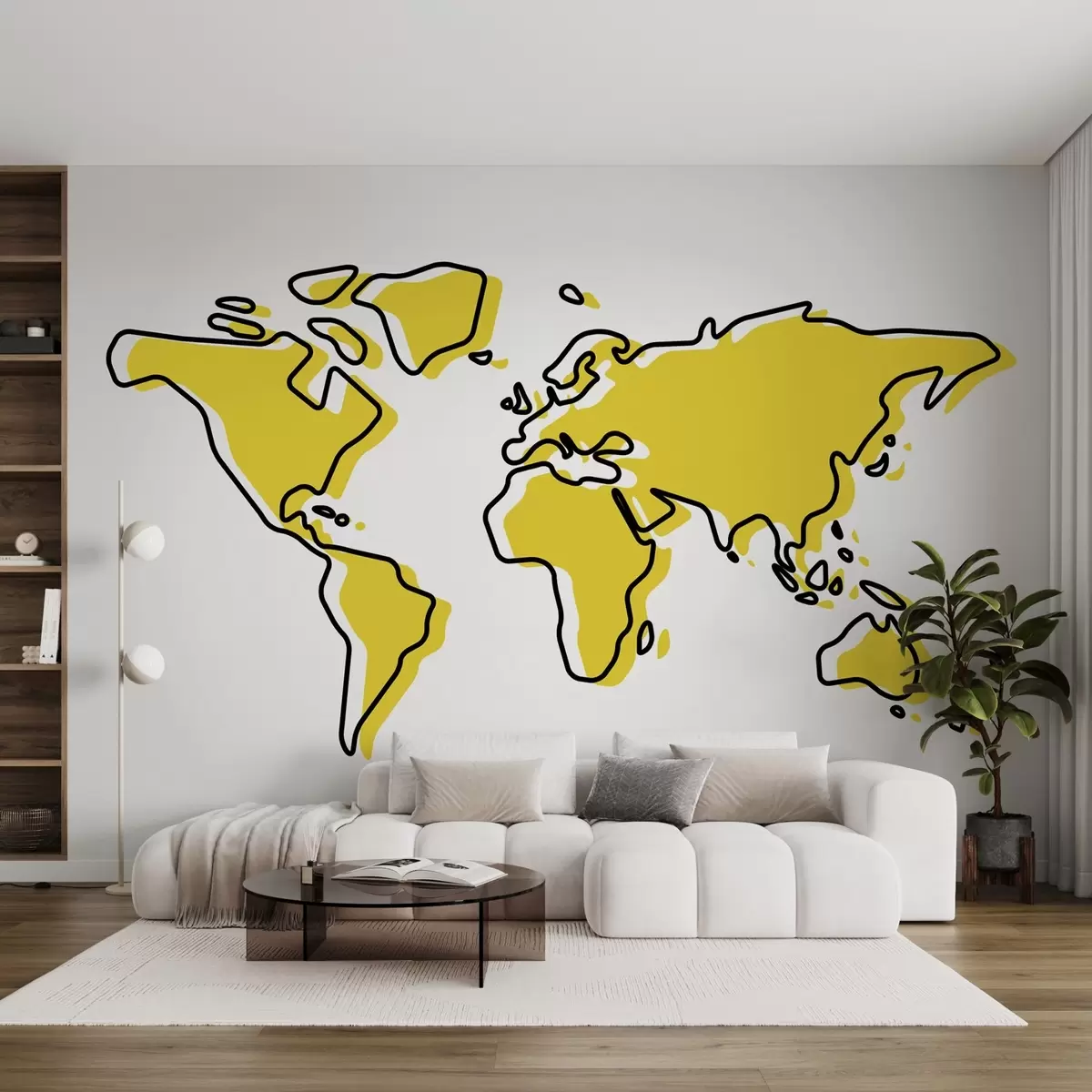 murales de pared Mapamundi estilizado en vivos colores u99073