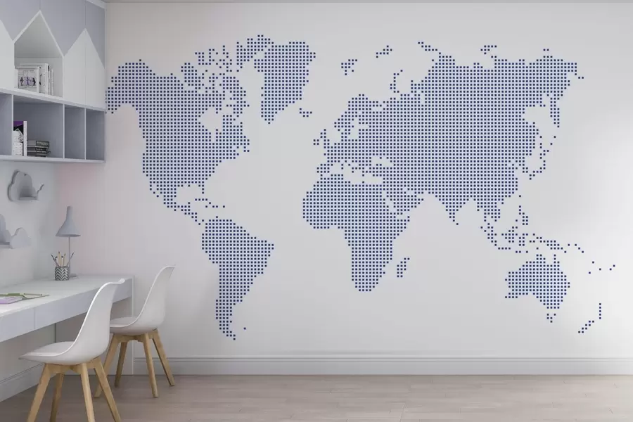 murales de pared Mapa mundial en diseño punteado u99406