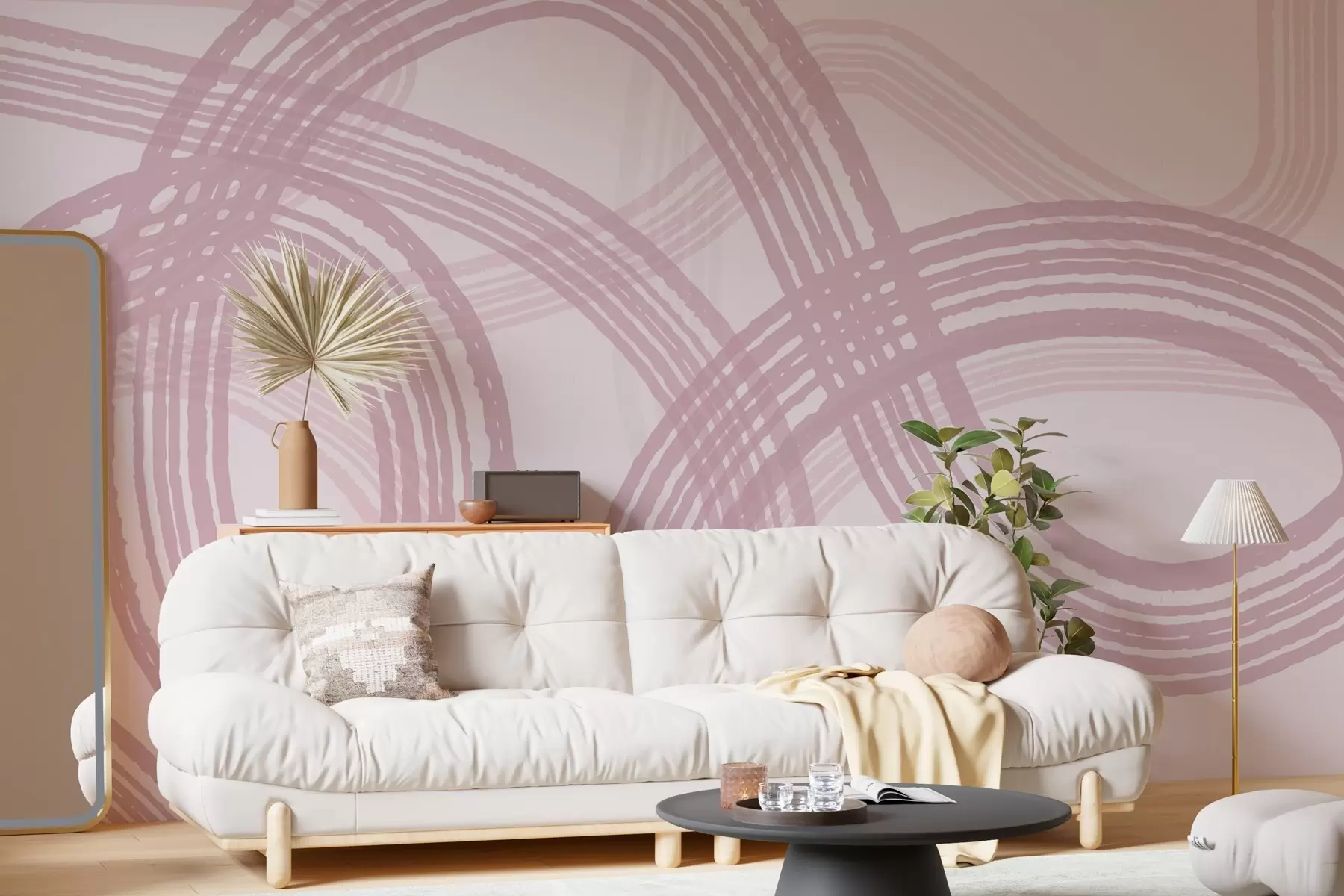 murales de pared Suaves remolinos en tonos suaves w00417v3