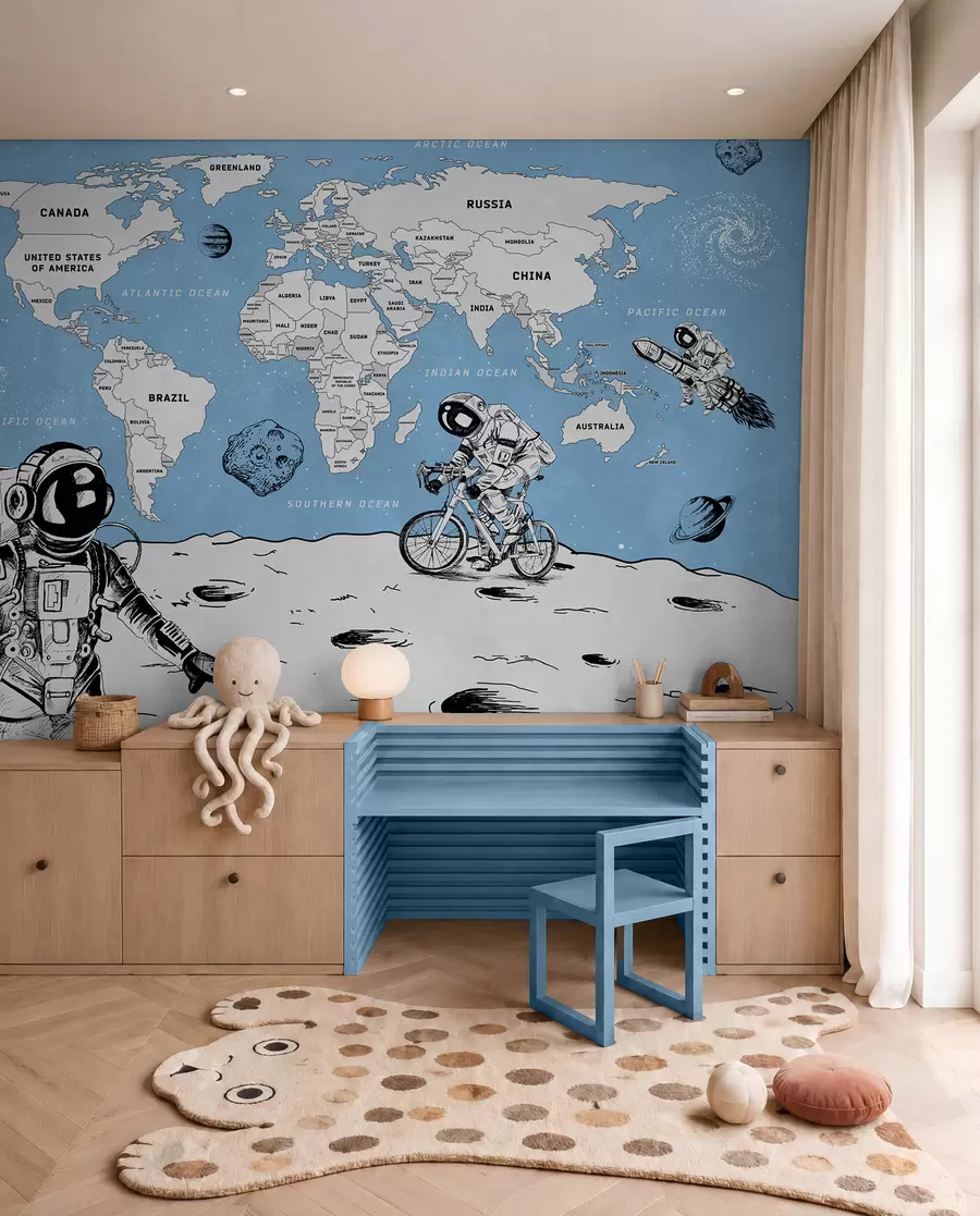 murales de pared Los astronautas exploran un universo caprichoso w00473
