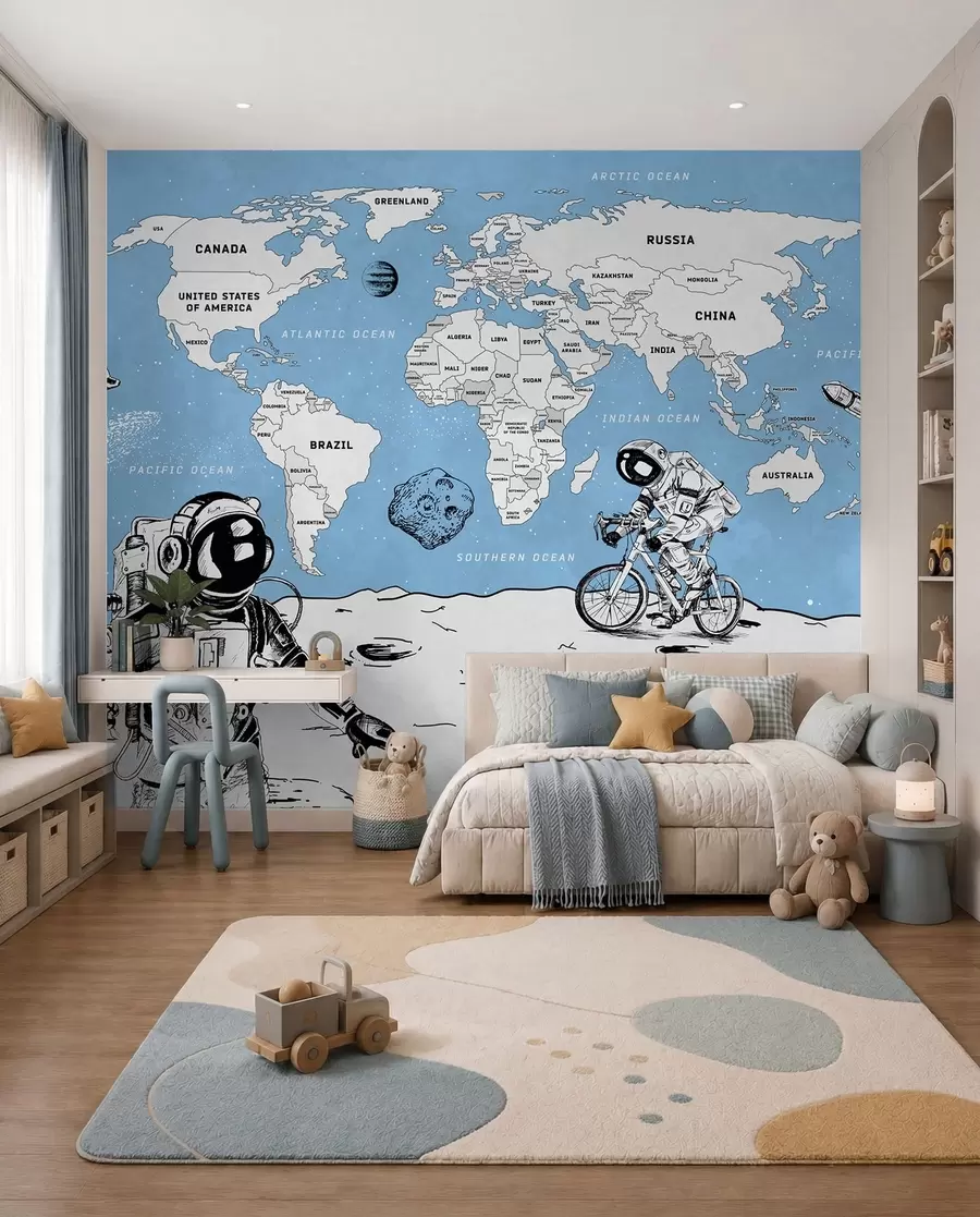 murales de pared Los astronautas exploran un universo caprichoso w00473