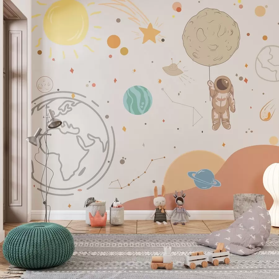 murales de pared Astronauta explorando un universo de colores w00743