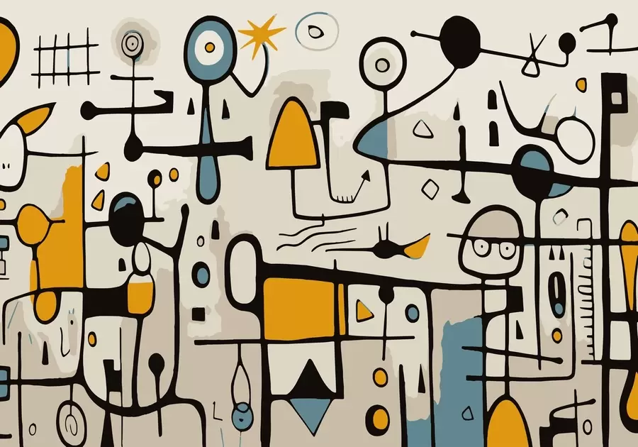 murales de pared Arte abstracto con formas geométricas de estilo Art Nouveau w02029