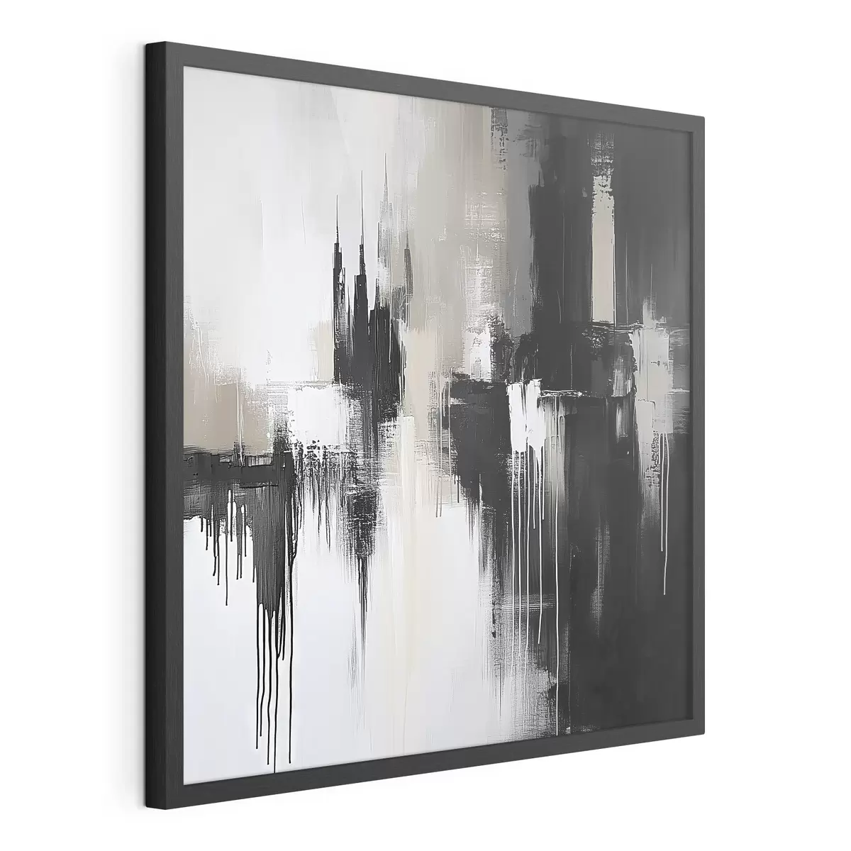 Poster Abstracción en tonos negros y beige f40794