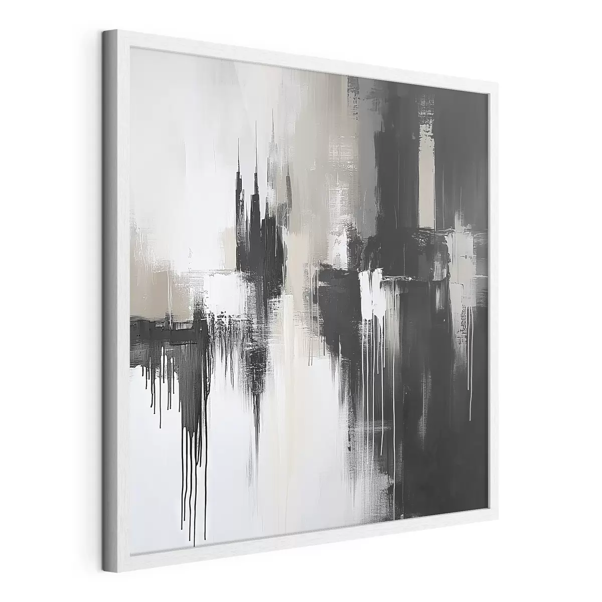 Poster Abstracción en tonos negros y beige f40794