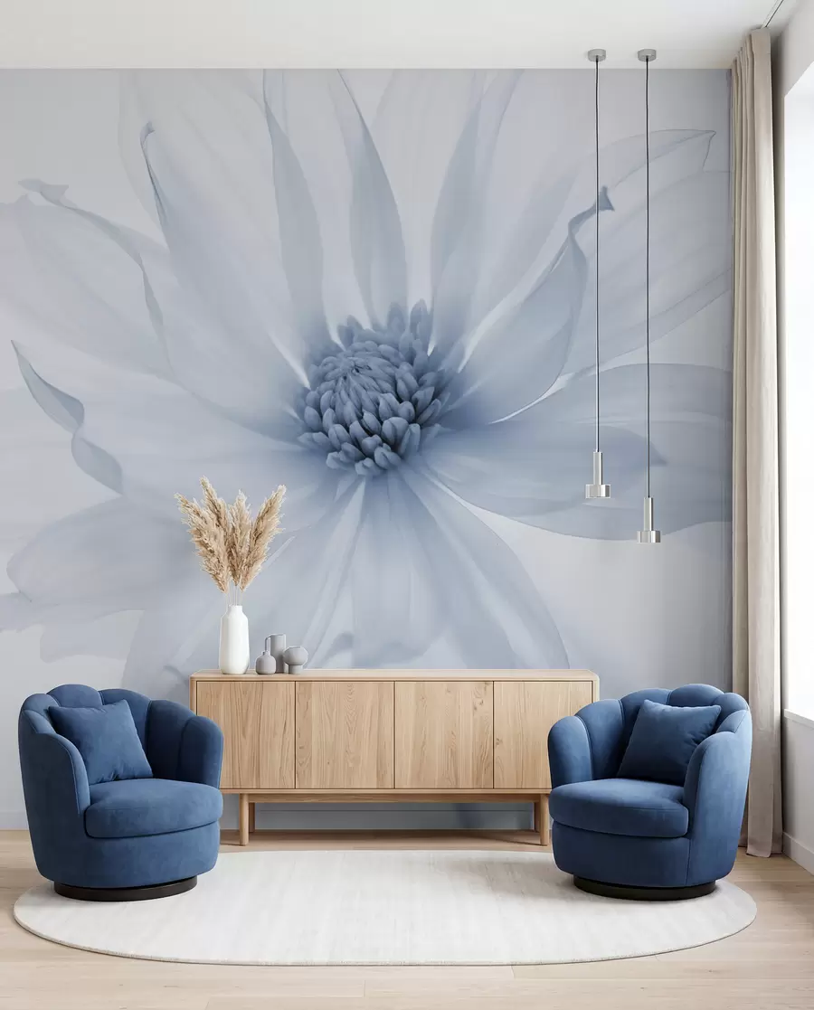 murales de pared Delicada flor azul sobre fondo claro w02077
