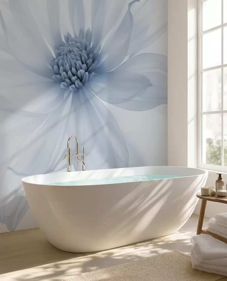 murales de pared Delicada flor azul sobre fondo claro w02077