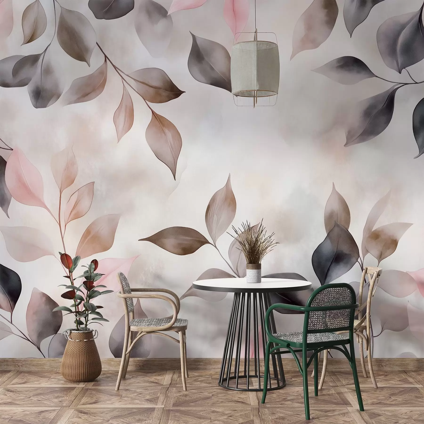 murales de pared Delicado follaje de acuarela w02069v1