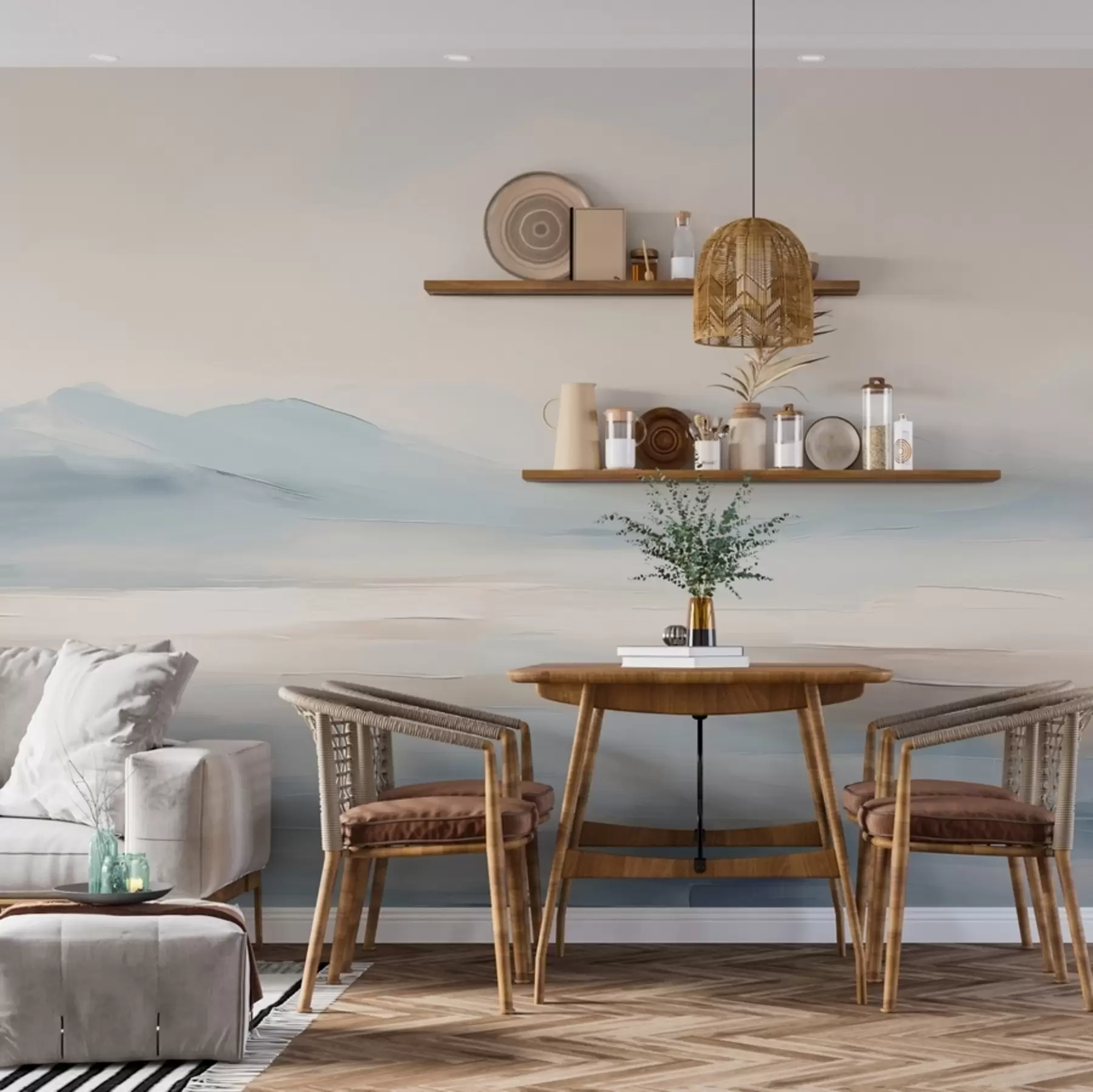 murales de pared Paisaje pintado a la acuarela w02113