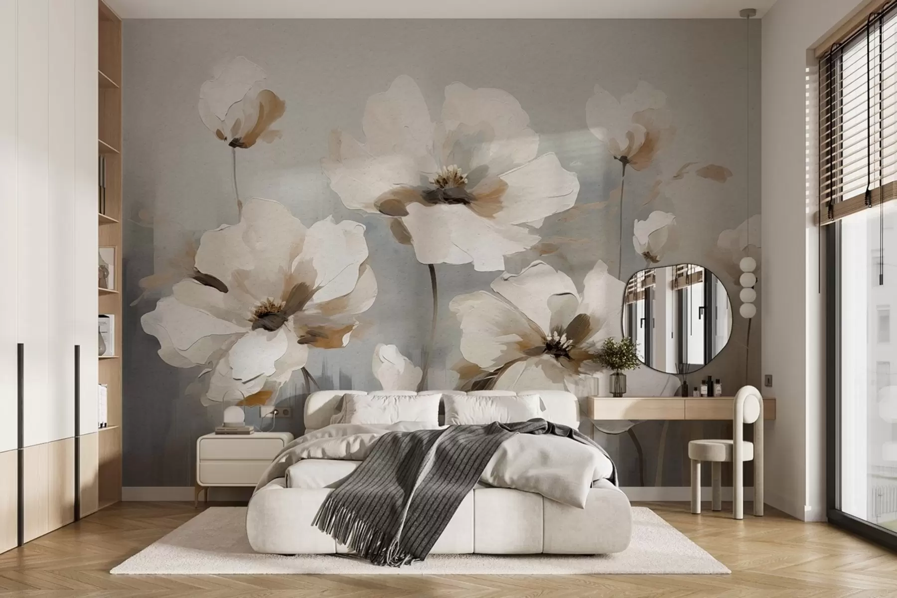 murales de pared Flores pintadas al óleo sobre un muro de hormigón w02120