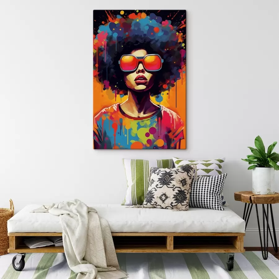 murales de pared Brillante retrato afro en el estilo del arte pop s41490