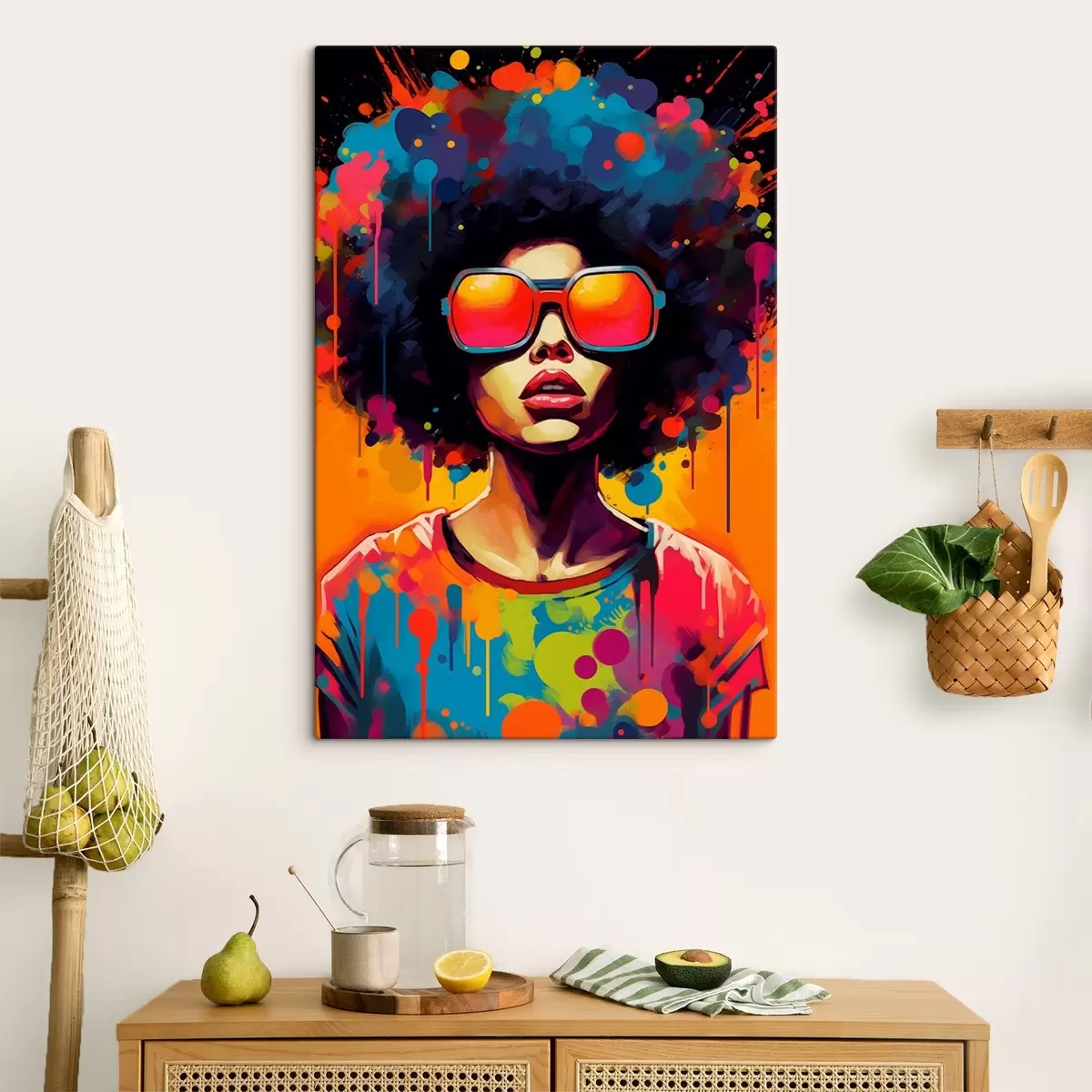 murales de pared Brillante retrato afro en el estilo del arte pop s41490