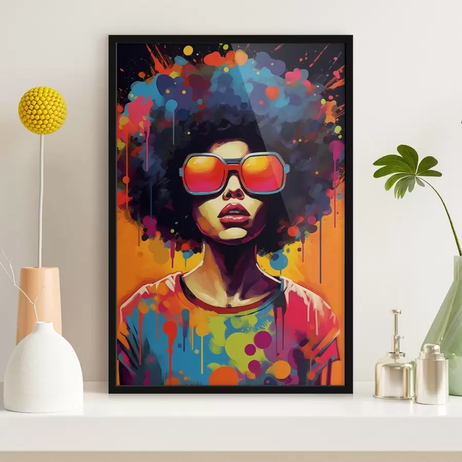 murales de pared Brillante retrato afro en el estilo del arte pop f41490