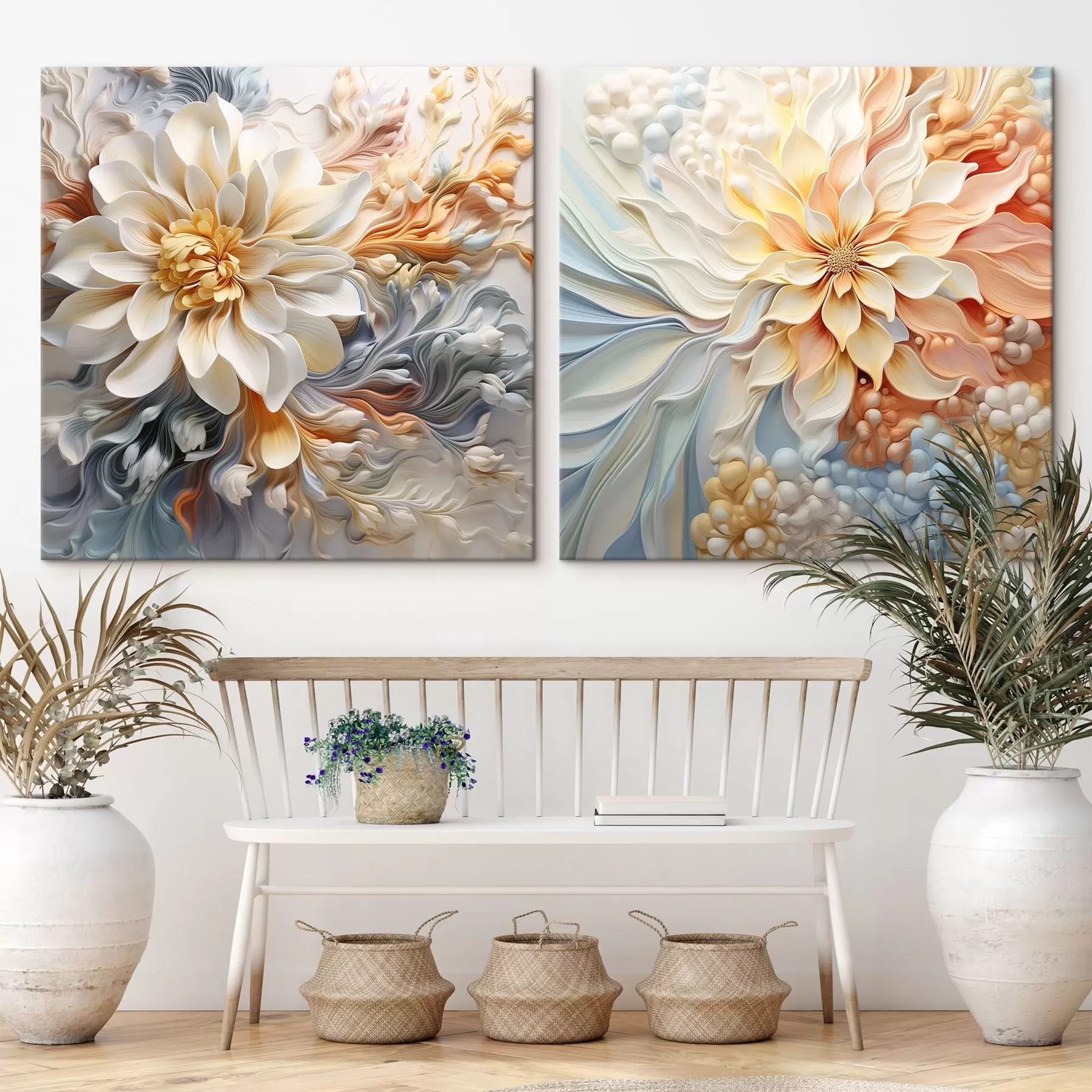 murales de pared Flores abstractas volumétricas m00379