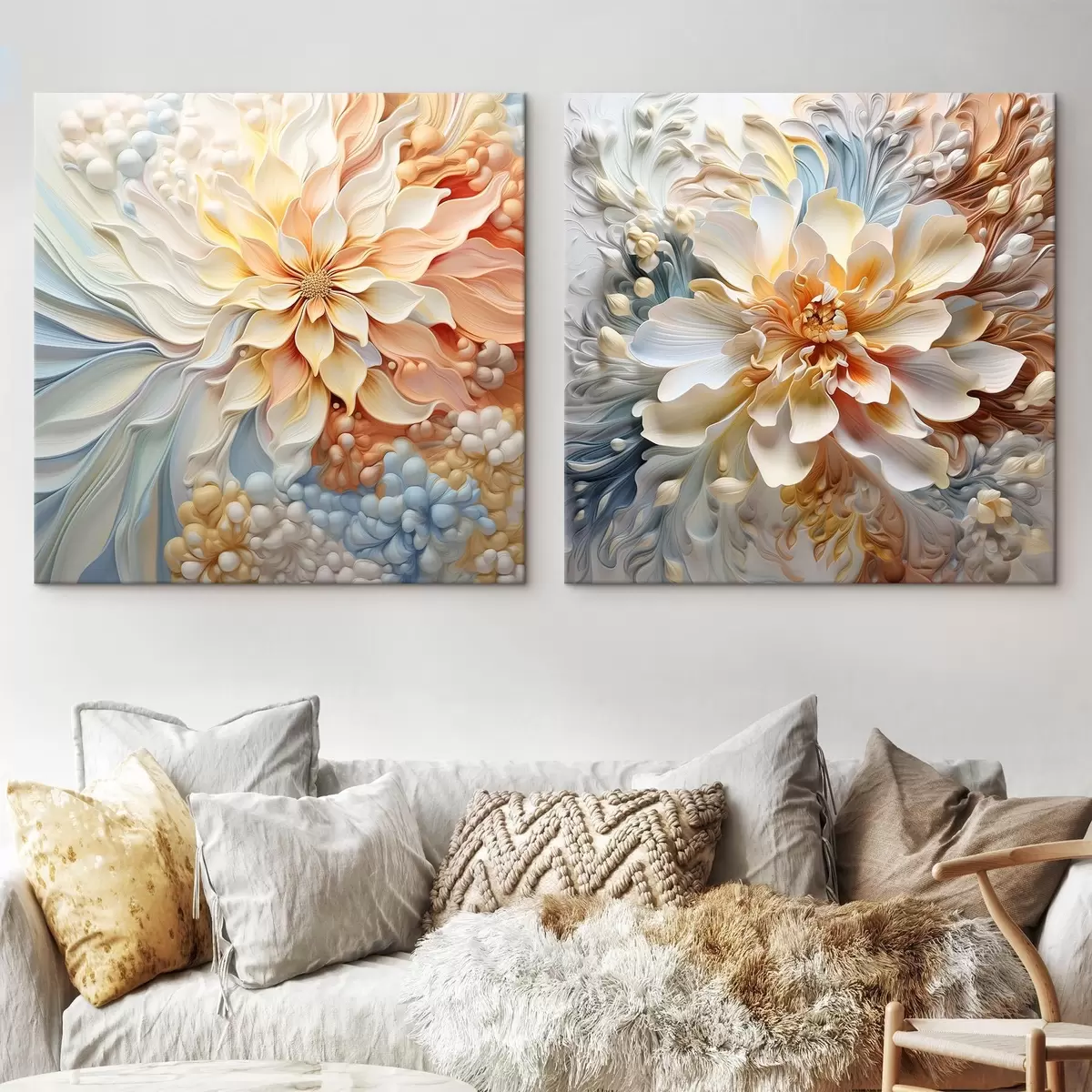 murales de pared Grandes flores abstractas inusuales m00380