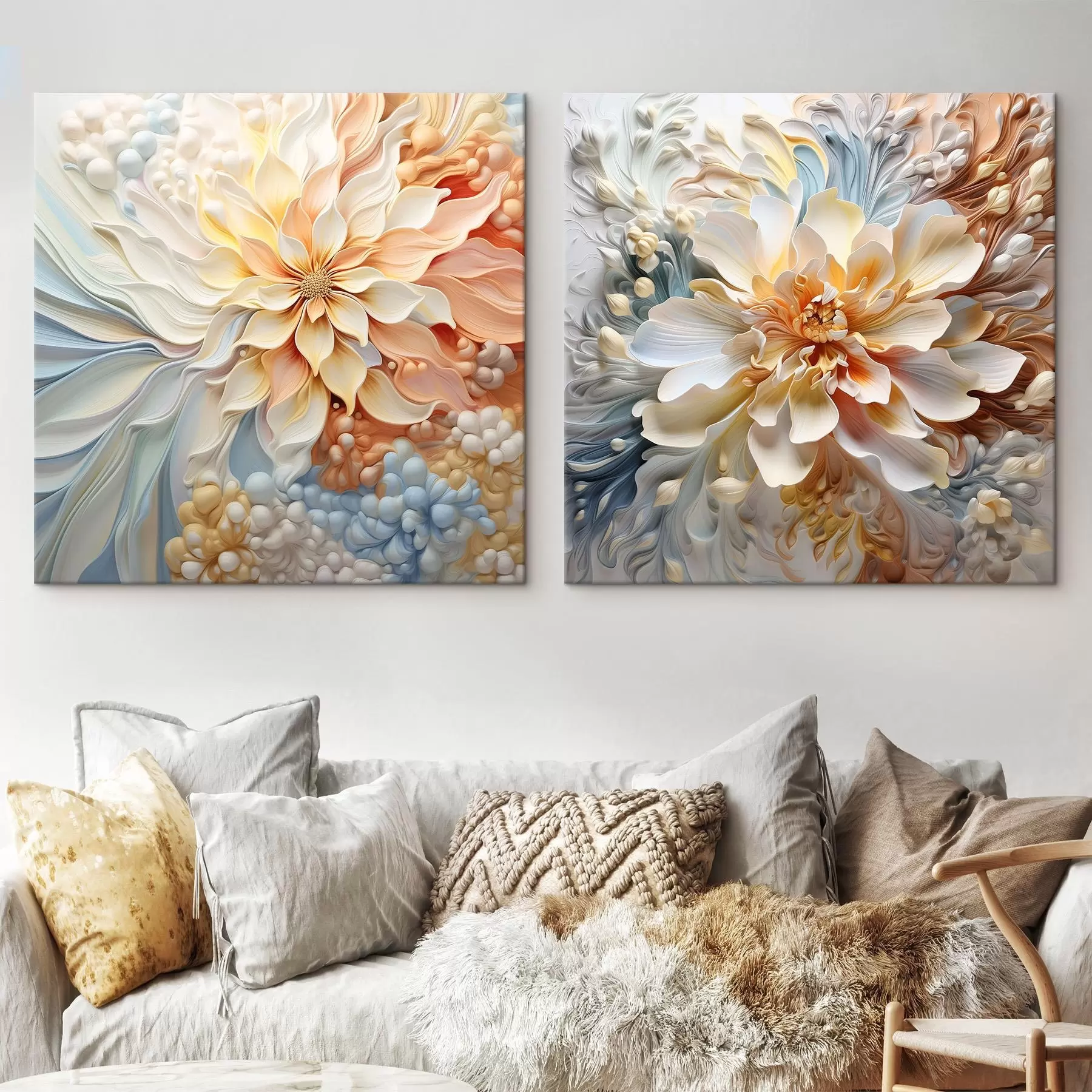 murales de pared Grandes flores abstractas inusuales m00380