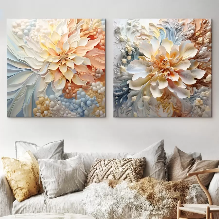 murales de pared Grandes flores abstractas inusuales m00380