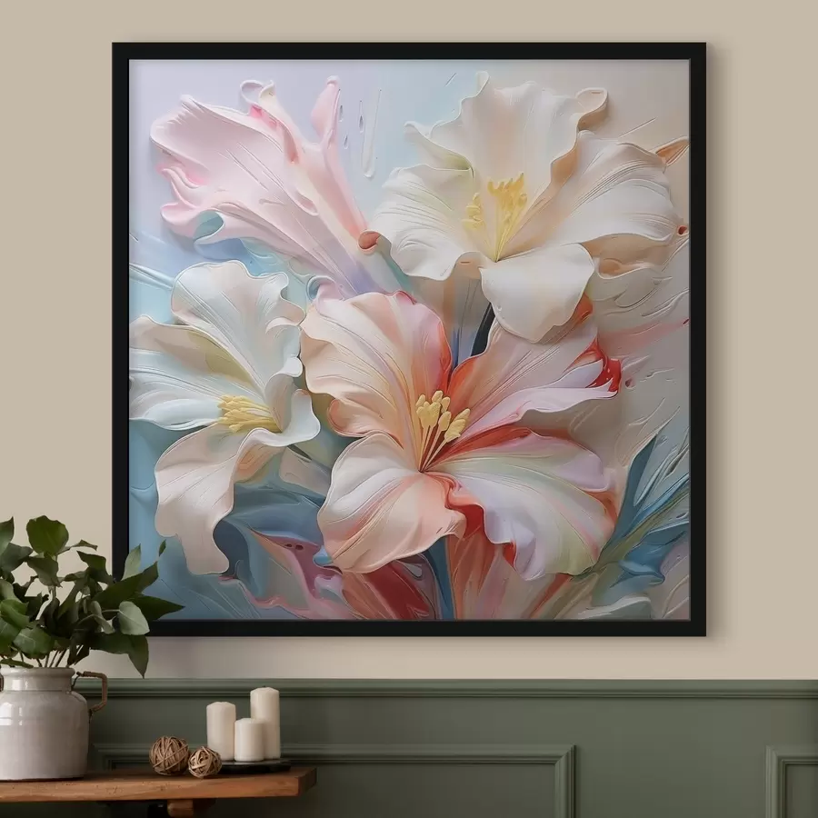 murales de pared Lirios abstractos volumétricos f41554
