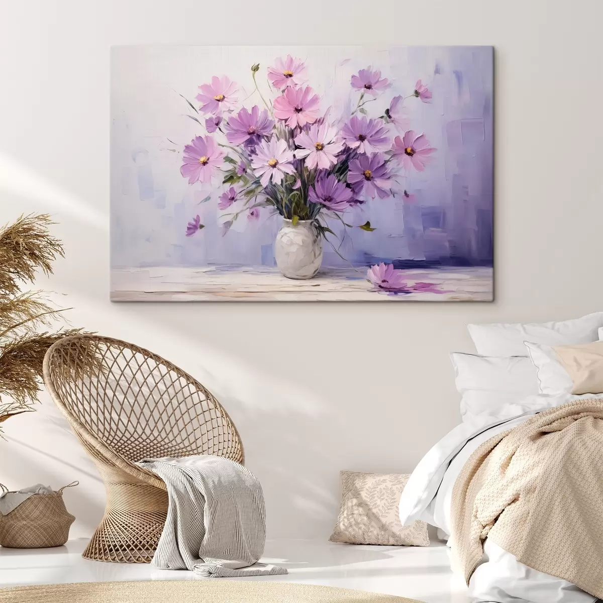 murales de pared Delicadas flores violeta púrpura en un jarrón s41475