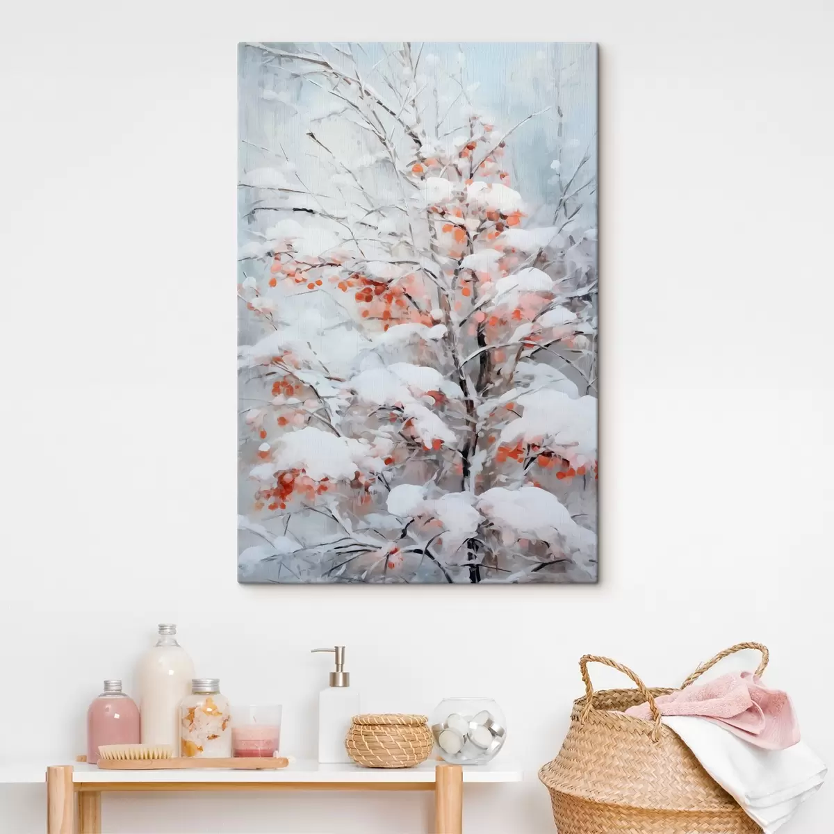 murales de pared Árbol con bayas bajo la nieve s41477