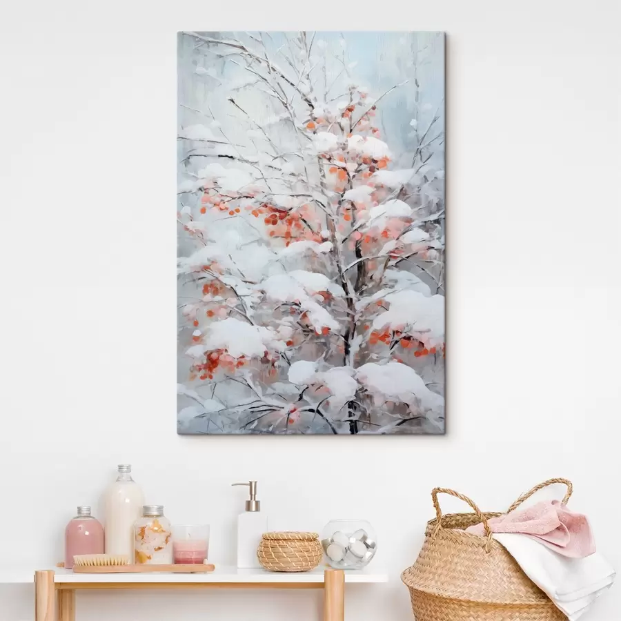 murales de pared Árbol con bayas bajo la nieve s41477