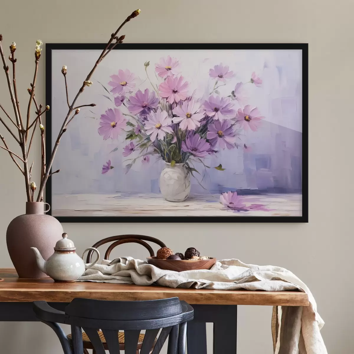 Poster Delicadas flores violeta púrpura en un jarrón f41475