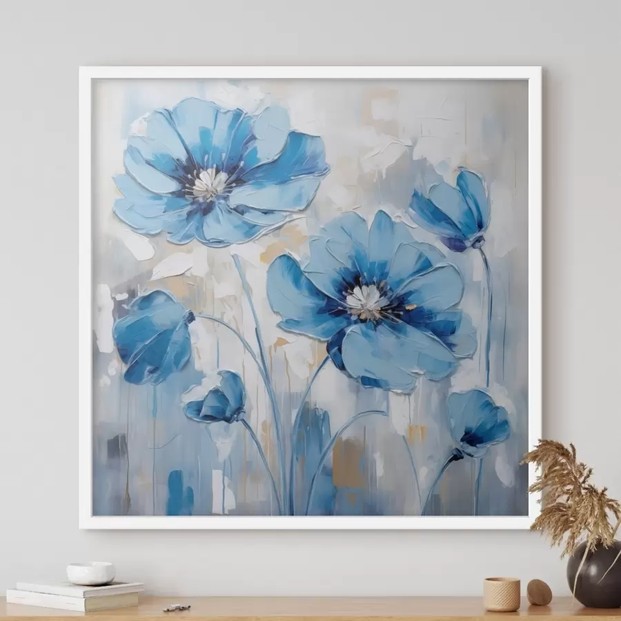 murales de pared Flores azules pintadas f41597