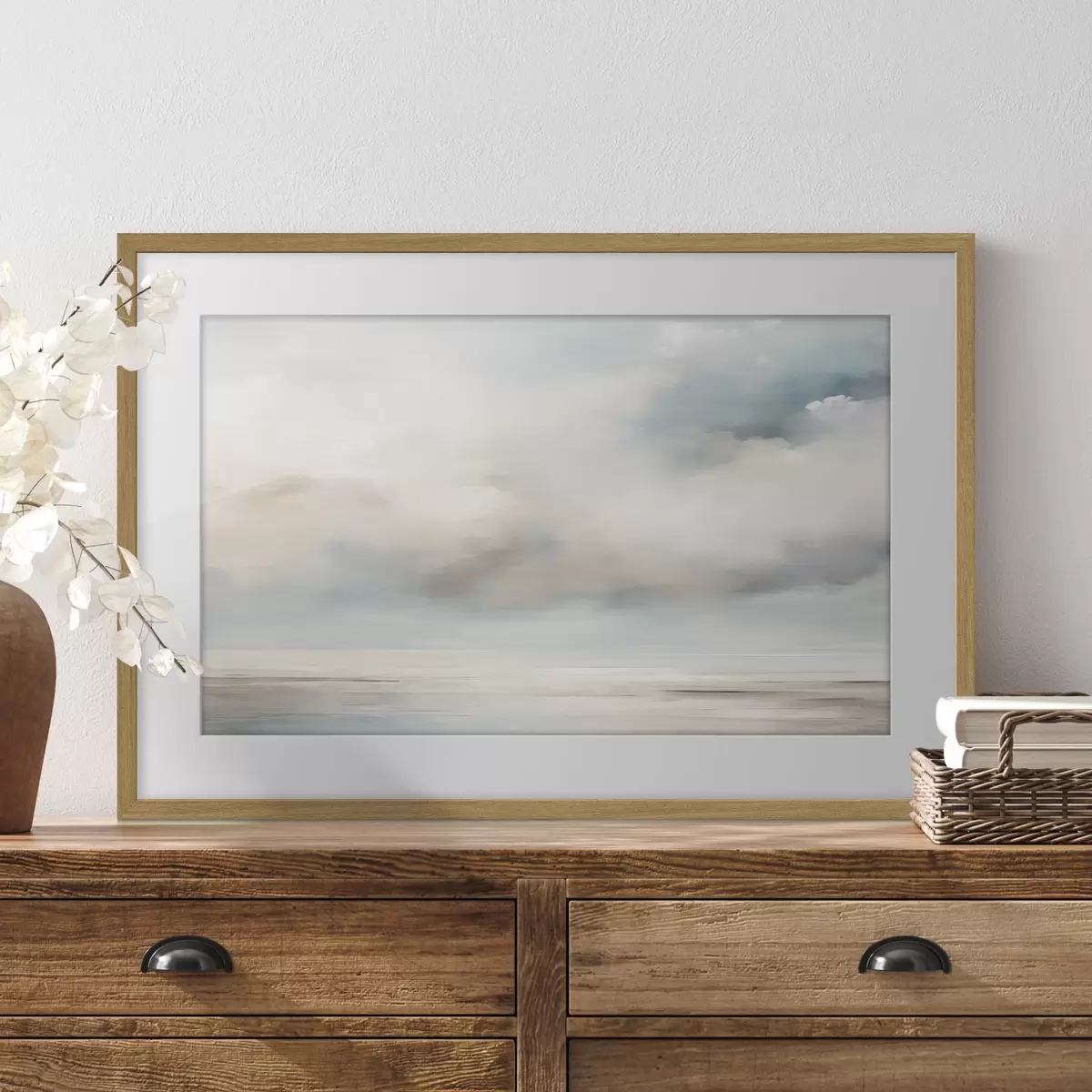 Poster Mar y nubes acuarela f41602