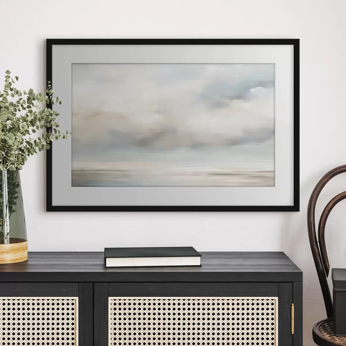 Poster Mar y nubes acuarela f41602