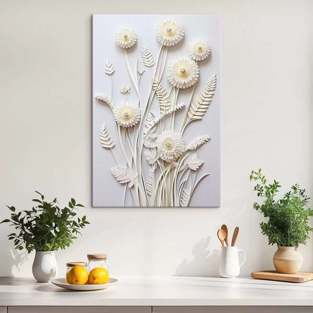 murales de pared Flores claras sobre fondo blanco s41571