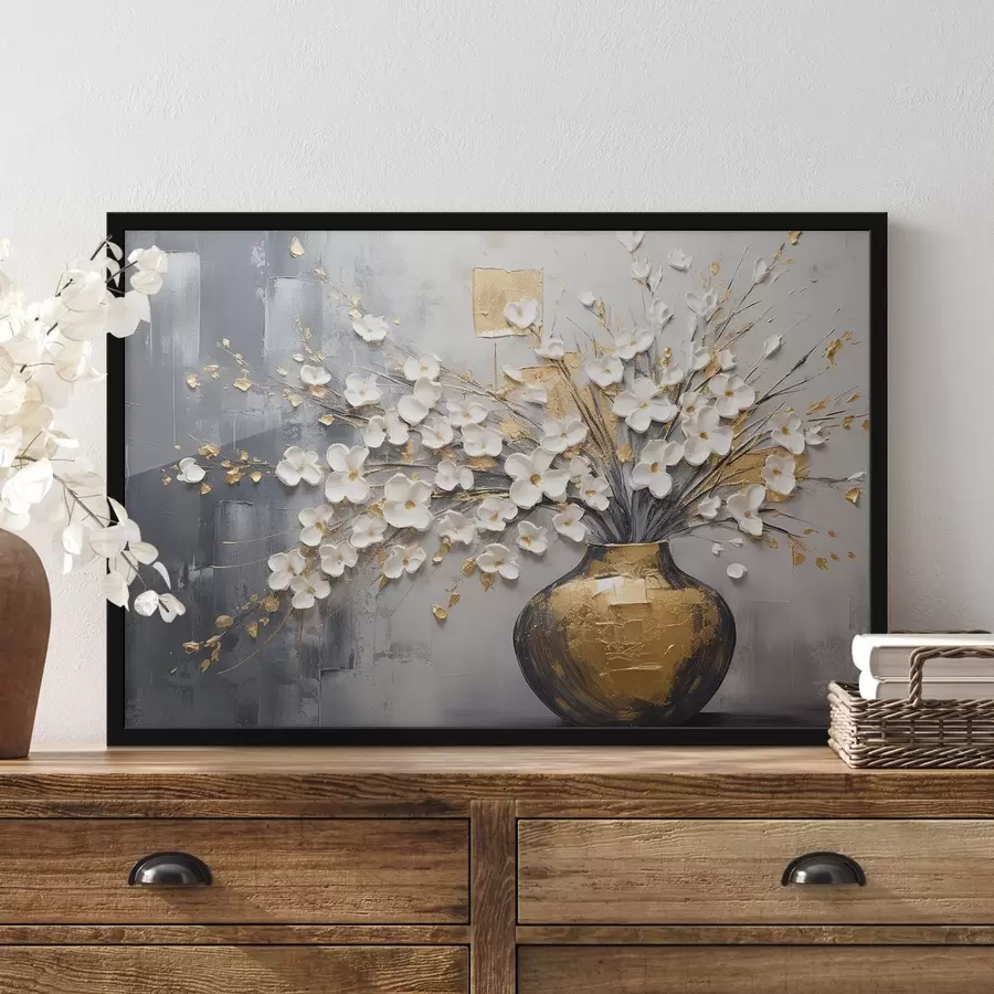 murales de pared Volumétrico pequeñas flores de luz en un florero, la imitación de la pintura al óleo f41558