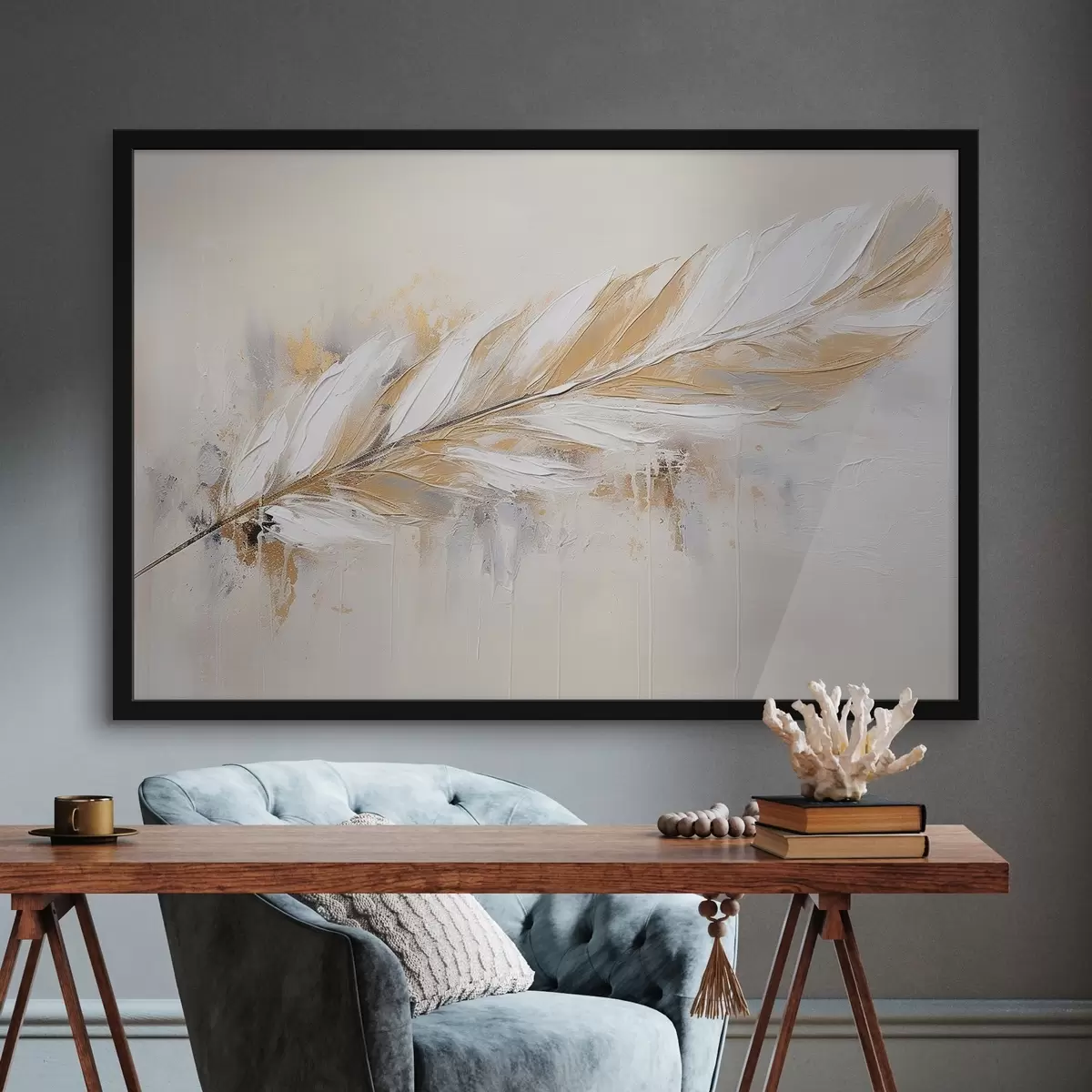 Poster Delicada pluma sobre fondo claro f41559