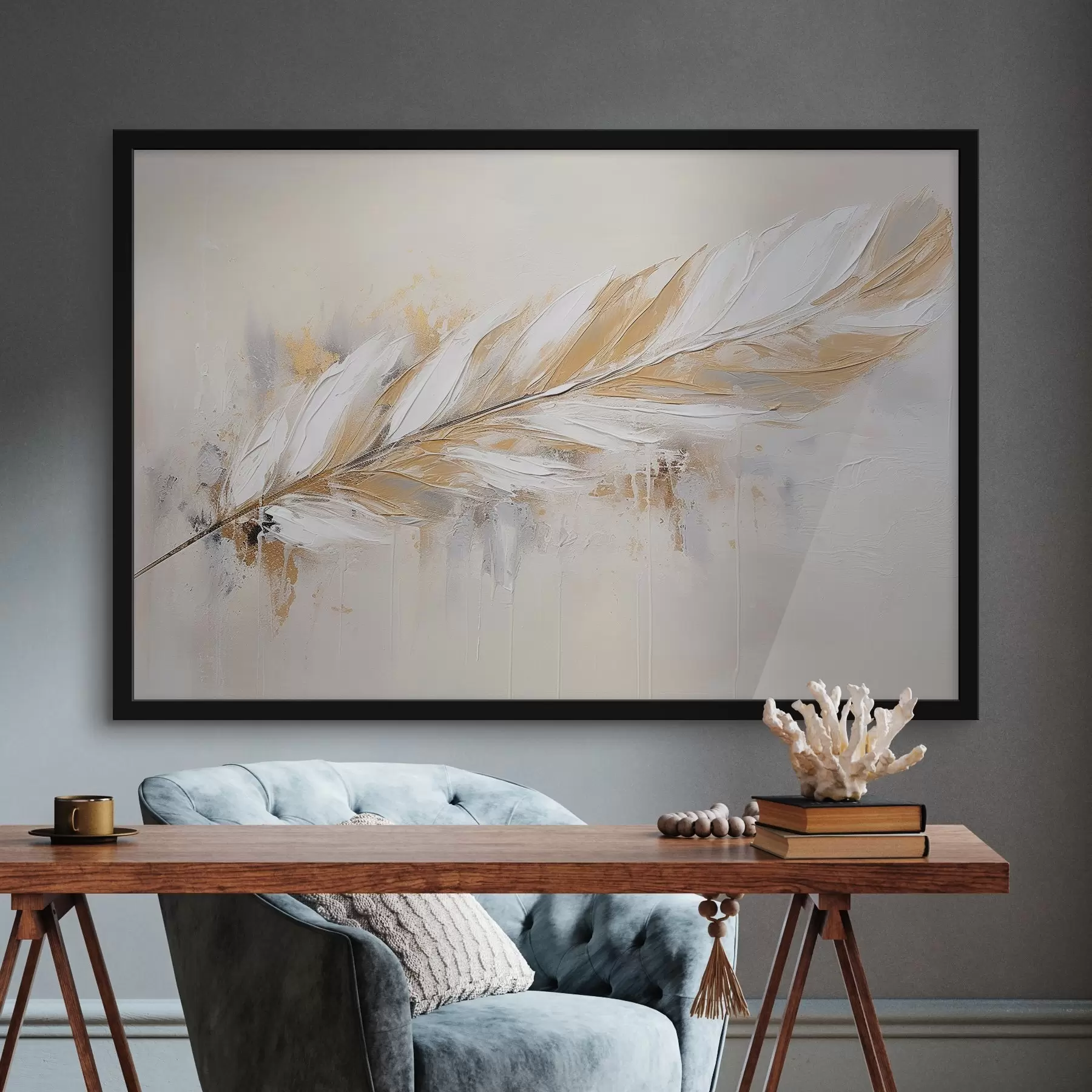 murales de pared Delicada pluma sobre fondo claro f41559