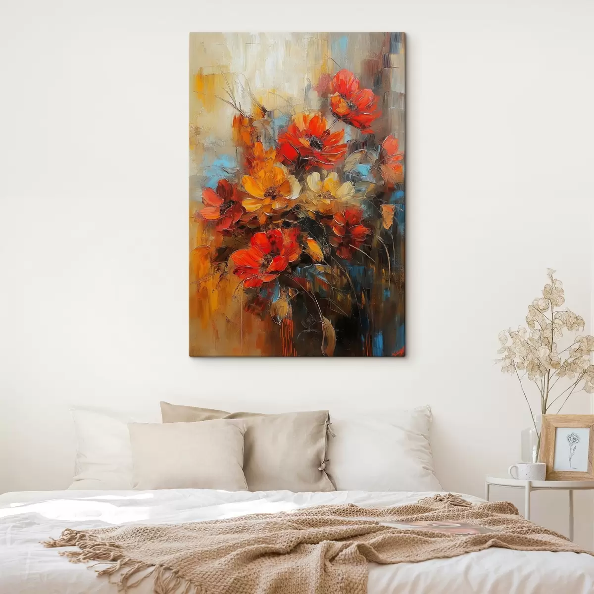 murales de pared flores rojas al óleo s41625